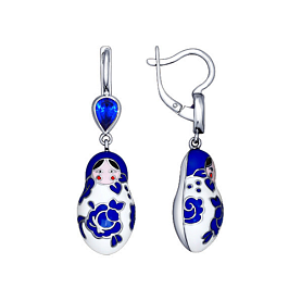 Серьги SOKOLOV - Серебро 925, Фианит, Эмаль (арт. 94021288)