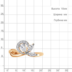 Кольцо Аквамарин - Серебро 925, Фианит (арт. 600157А.6)