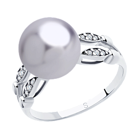 Кольцо SOKOLOV - Серебро 925, Жемчуг культивированный, Фианит (арт. 94012918)