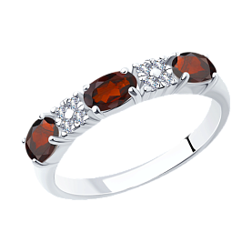 Кольцо SOKOLOV - Серебро 925, Гранат, Фианит (арт. 92011281)