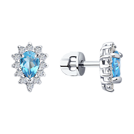 Серьги SOKOLOV - Серебро 925, Топаз, Фианит (арт. 92021147)