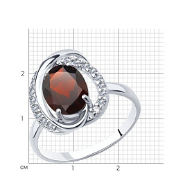 Кольцо SOKOLOV - Серебро 925, Гранат, Фианит (арт. 92011939)