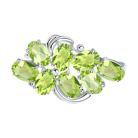 Брошь SOKOLOV - Серебро 925, Хризолит (арт. 92040031)