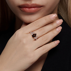 Кольцо SOKOLOV - Серебро 925, Раухтопаз, Фианит (арт. 92014452)