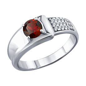 Кольцо SOKOLOV - Серебро 925, Гранат, Фианит (арт. 92014948)