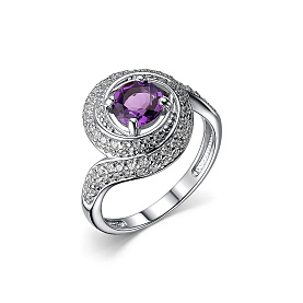 Кольцо Дар - Серебро 925, Аметист, Фианит (арт. К-5057рс40100)