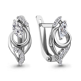 Серьги Аквамарин - Серебро 925, Фианит (арт. 49237А.5)