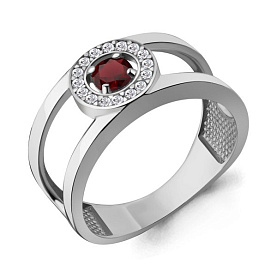 Кольцо Аквамарин - Серебро 925, Гранат, Фианит (арт. 6984603А.5)