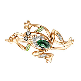 Брошь ЮФ Династия - Золото 375, Синтетический турмалин, Фианит (арт. 000348-5392)