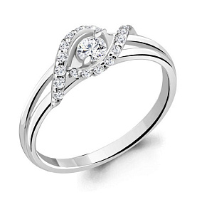 Кольцо Аквамарин - Серебро 925, Фианит (арт. 68921А.5)