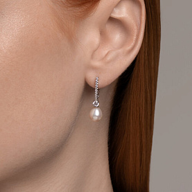 Серьги SOKOLOV - Серебро 925, Жемчуг культивированный, Фианит (арт. 92022973)