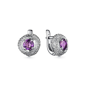 Серьги Дар - Серебро 925, Аметист, Фианит (арт. С-5057рс40100)