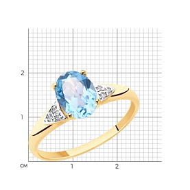Кольцо Diamant - Золото 585, Топаз, Фианит (арт. 51-310-00216-1)