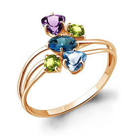 Кольцо Аквамарин - Серебро 925, Аметист, Топаз, Топаз лондон, Хризолит (арт. 6562752.6)