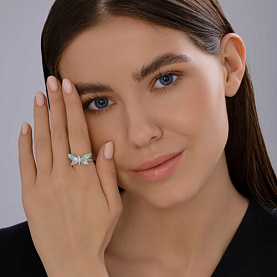 Кольцо Diamant - Серебро 925, Фианит, Эмаль (арт. 94-110-02244-1)