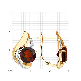 Серьги Diamant - Золото 585, Гранат, Фианит (арт. 51-320-00922-1)