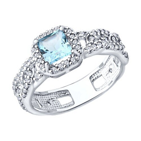 Кольцо SOKOLOV - Серебро 925, Топаз, Фианит (арт. 92014927)