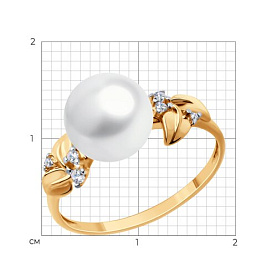Кольцо Diamant - Серебро 925, Жемчуг культивированный, Фианит (арт. 93-310-02624-1)