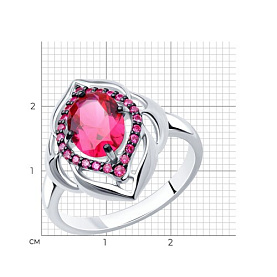 Кольцо SOKOLOV - Серебро 925, Синтетический рубин, Фианит (арт. 84010024)