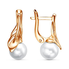 Серьги Красная пресня - Серебро 925, Жемчуг имитация (арт. 33614791)