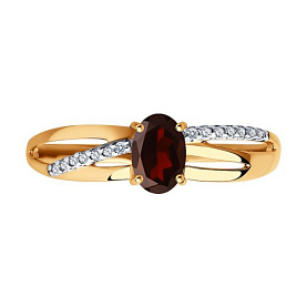 Кольцо SOKOLOV - Золото 375, Гранат, Фианит (арт. 37715610)