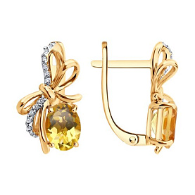 Серьги SOKOLOV - Золото 585, Фианит, Цитрин (арт. 729384)