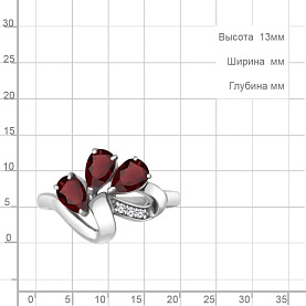 Кольцо Аквамарин - Серебро 925, Гранат, Фианит (арт. 6963903А.5)