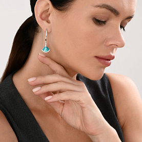 Серьги Diamant - Серебро 925, Фианит, Эмаль (арт. 94-122-02298-2)