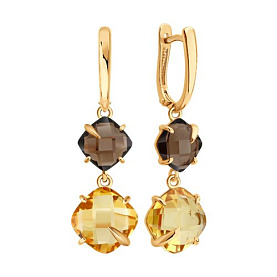 Серьги SOKOLOV - Золото 585, Раухтопаз, Цитрин (арт. 729271)