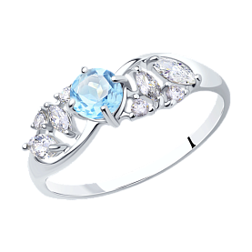Кольцо SOKOLOV - Серебро 925, Топаз, Фианит (арт. 92011666)