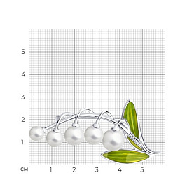 Брошь Diamant - Серебро 925, Жемчуг имитация, Эмаль (арт. 94-140-01052-1)