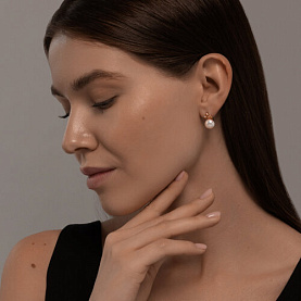 Серьги Diamant - Серебро 925, Жемчуг культивированный, Фианит (арт. 93-320-02069-1)