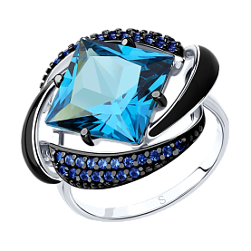 Кольцо SOKOLOV - Серебро 925, Синтетический ситалл , Фианит, Эмаль (арт. 92011300)