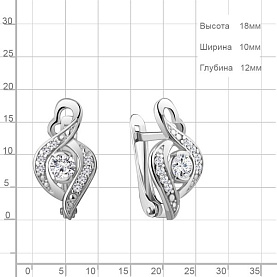 Серьги Аквамарин - Серебро 925, Фианит (арт. 49179А.5)