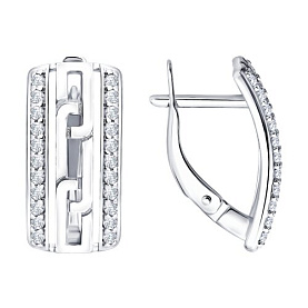 Серьги Diamant - Серебро 925, Фианит, Эмаль (арт. 94-120-00247-2)
