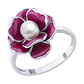 Кольцо SOKOLOV - Серебро 925, Жемчуг имитация, Эмаль (арт. 94014697)