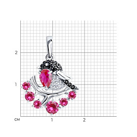 Подвеска SOKOLOV - Серебро 925, Синтетический рубин, Фианит (арт. 94031982)
