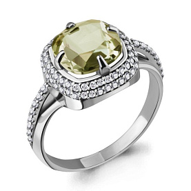 Кольцо Аквамарин - Серебро 925, Кварц, Фианит (арт. 6548120А.5)