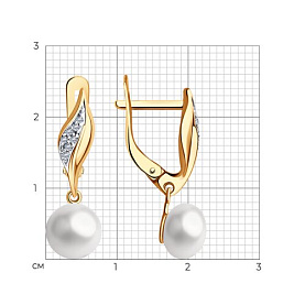 Серьги Diamant - Серебро 925, Жемчуг культивированный, Фианит (арт. 93-321-01934-1)