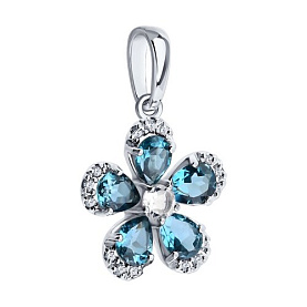 Подвеска SOKOLOV - Золото 585, Горный хрусталь, Топаз лондон, Фианит (арт. 733071-3)