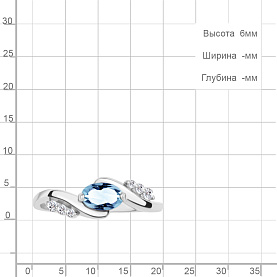 Кольцо Аквамарин - Серебро 925, Топаз, Фианит (арт. 6525305А.5)