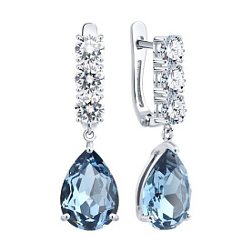 Серьги SOKOLOV - Серебро 925, Swarovski, Фианит (арт. 94027584)