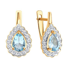 Серьги SOKOLOV - Золото 585, Топаз, Фианит (арт. 729024)