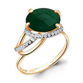 Кольцо Аквамарин - Серебро 925, Агат, Фианит (арт. 6534309А.6)