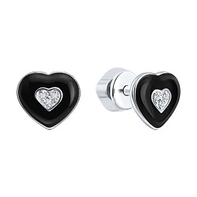 Серьги SOKOLOV - Серебро 925, Эмаль, Бриллиант (арт. 87020124)