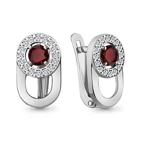 Серьги Аквамарин - Серебро 925, Гранат, Фианит (арт. 4321203А.5)