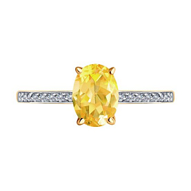 Кольцо SOKOLOV - Золото 375, Фианит, Цитрин (арт. 37716695)