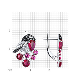 Серьги SOKOLOV - Серебро 925, Синтетический рубин, Фианит (арт. 94022616)
