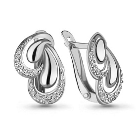 Серьги Аквамарин - Серебро 925, Фианит (арт. 42324А.5)