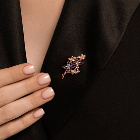 Брошь Diamant - Серебро 925, Аметист, Фианит (арт. 93-340-02061-2)